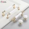 Oukali Classical Furniture Cabinet Handle Kitchen Drawer Ceramic White Handle Wardrobe Zinc Pull Handles