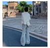 Women's Gray Micro-Flare Sweatpants: 2025 Autumn/Winter Korean Style, Wide Leg, Plus Velvet, Thickened Casual Pants.