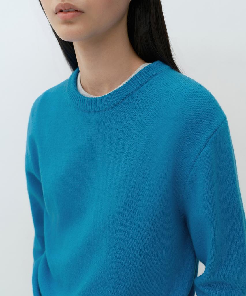 MUSINSA STANDARD WOMAN [Victoria Wool] Women'S Crew Neck Knit [Teal Blue]
