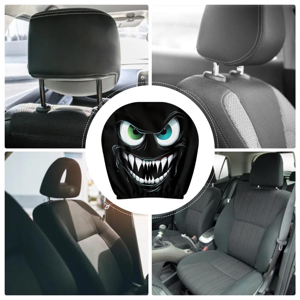 Headrest Covers For Cars 2 Pieces Breathable Big Eyes Car Headrest Protector Elastic Head Rest Covers Decoration For Auto