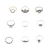 Bohemian 9-Piece Set With Diamond Crescent Crown Combination Ring