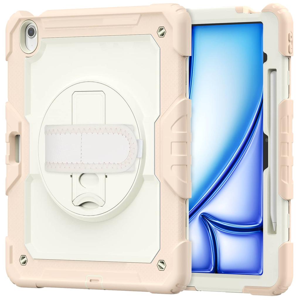 For iPad (A16) 11th Air 11 Air 13 M3 () - Heavy Duty Protective Cover with Screen Protector, Shoulder Strap & Pencil Holder