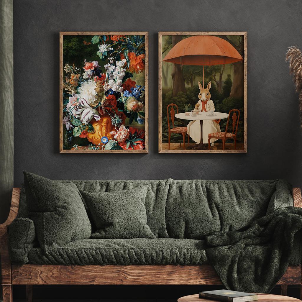 Zestaw dwóch plakatów kwiaty zając