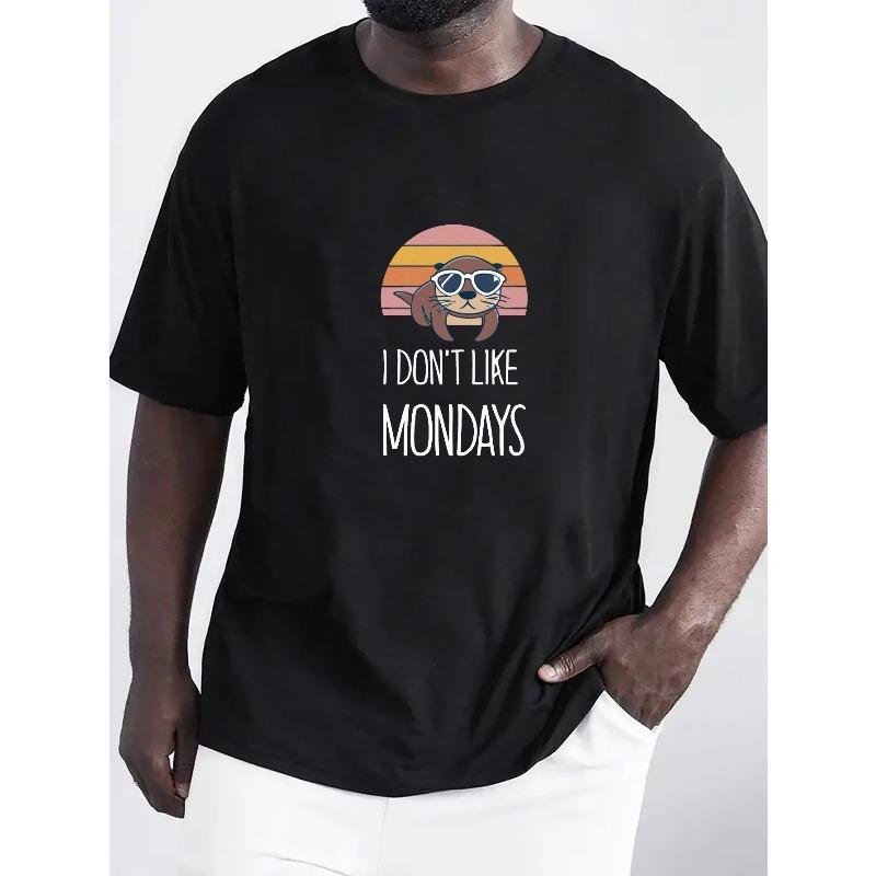 

Baby Otter Print Men s Round Neck Tee Short-Sleeve Comfy T-Shirt Loose Casual Top For Spring Summer Holiday Men s Clothing 4XL чорний