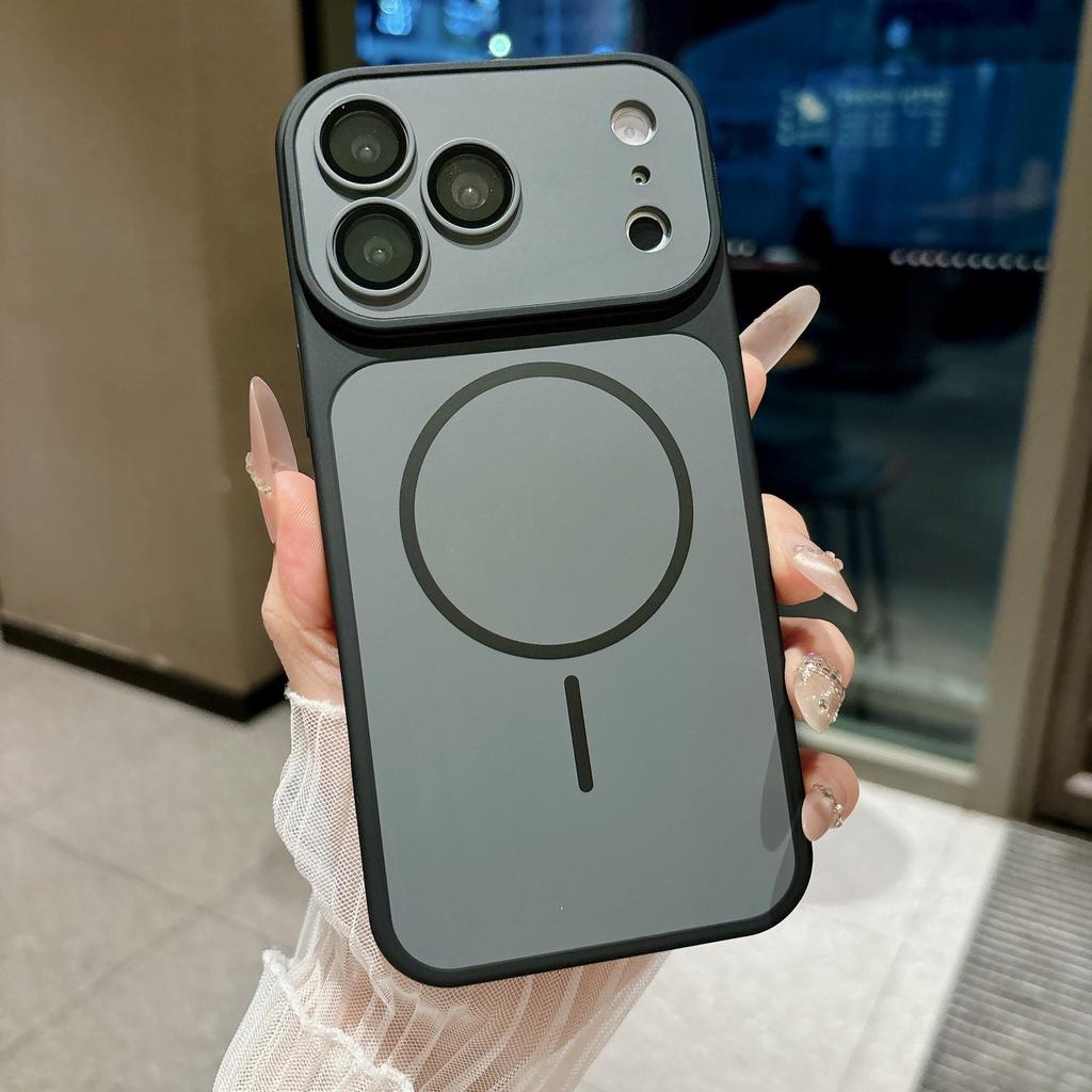 Suitable for Apple 17promax Thin Ring Magnetic Skin Suction Mobile Phone Case iPhone16 Contrasting Color 15 All-inclusive