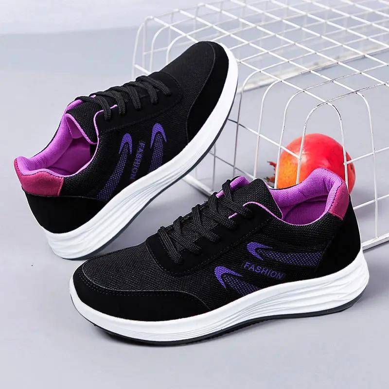 Fashion Running Shoes Women Sport Shoes Outdoor Lace-up Platform Sneakers Air Mesh Breathable Walking Jogging Gym Trainers