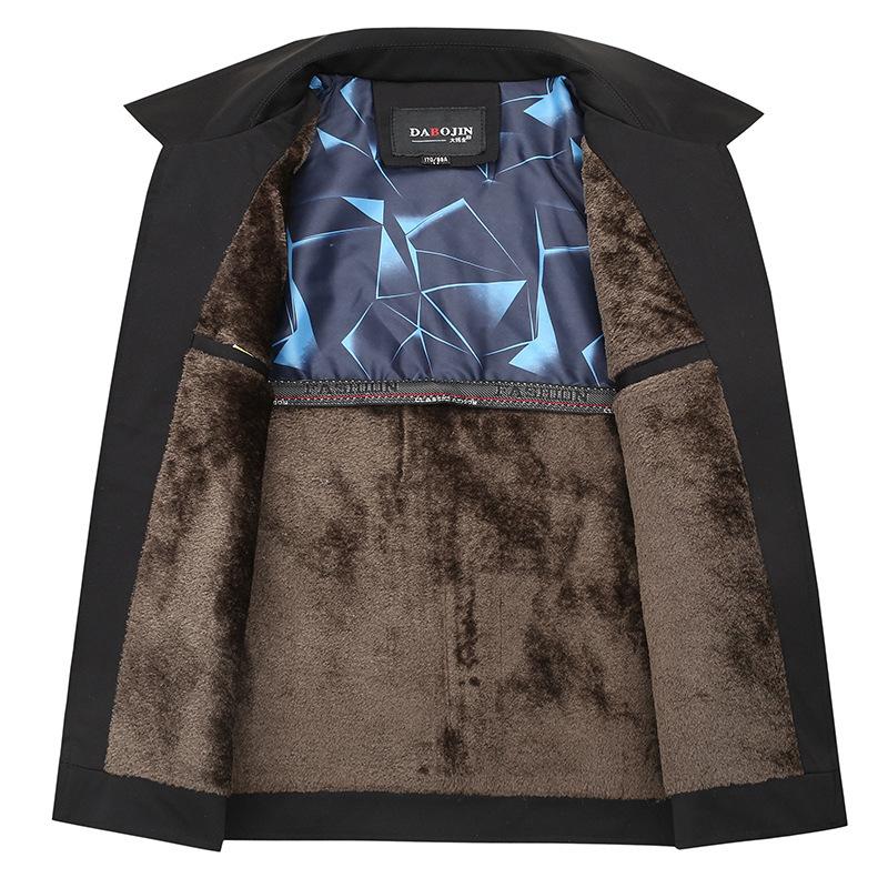 Sonbahar ve Kış Erkek Ceket Polar Kalınlaştırılmış Moda Yaka Baba Ceketi Erkek Soğuk ve Sıcak Erkek Ceket