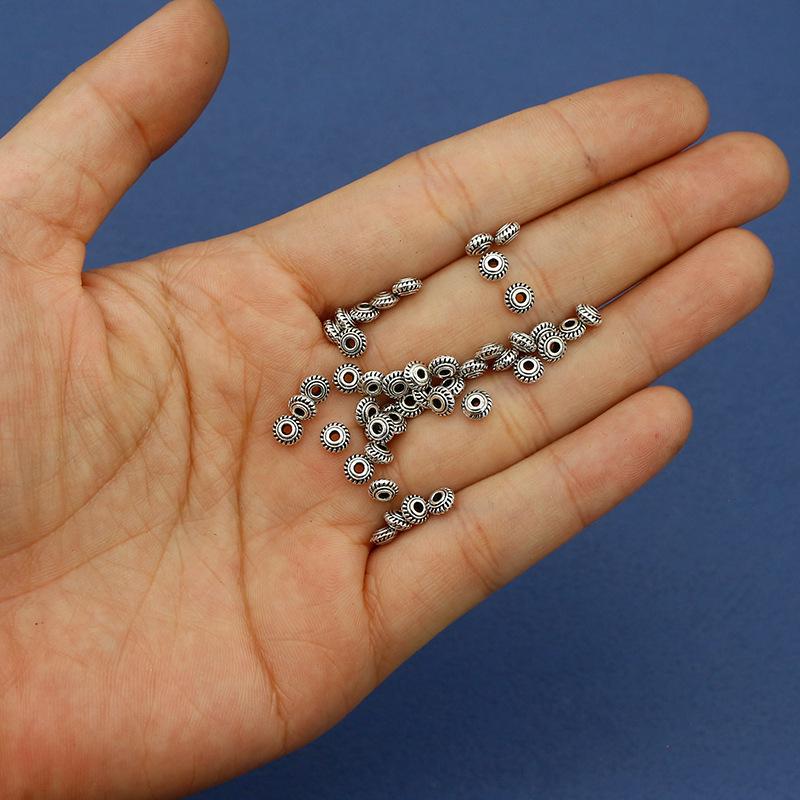 4.5mm Tibetan Silver Geometric Herringbone Bodhi String Spacer Beads for DIY Jewelry