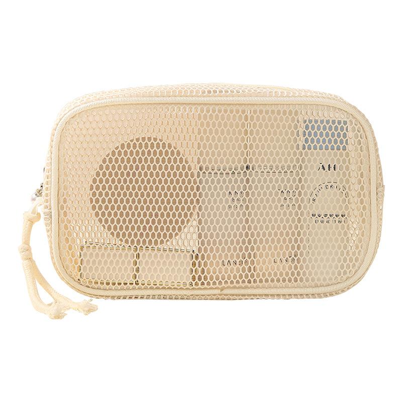 Large Capacity Key Bags Transparent Cosmetic Bag Square Mesh Storage Pouch Zipper Coin Purse Wash Bag Stationery Case