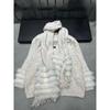 Autumn/Winter 2025 V-Neck Knit Pullover with Fur Scarf - Loose, Versatile, Long Sleeve Style