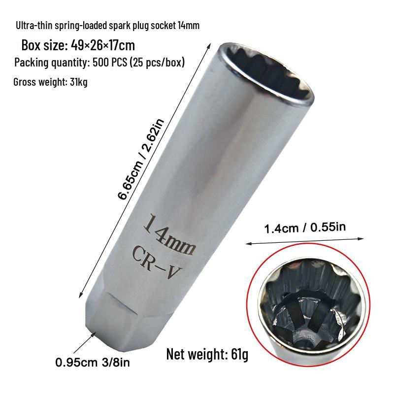 Magnetyczny klucz do świec zapłonowych 3/8" Ultracienki (14-16mm) - Bardzo długie narzędzie do usuwania