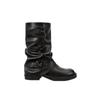Su Yinyin has the same round head versatile Spice Girl trouser tube boots, thick sole heightening belt mouth, medium tube, western boots, stacked sh