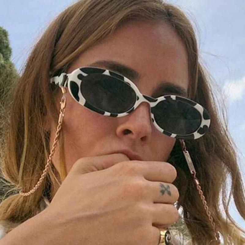 Vintage Oval Sunglasses Women Luxury Brand Designer Sun Glasses Black Leopard Glasses Goggle Gafas De Sol Vintage Para Mujer