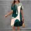 Creative Colorful Patterns 3D Printing Dresses Women Fashion Summer Loose Plus Size Comfortable Breathable Short Sleeve Dresse