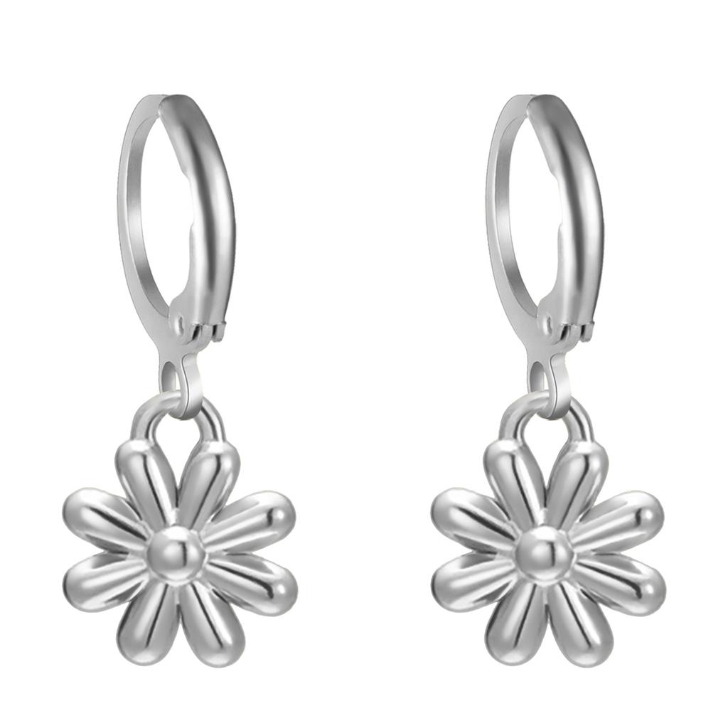 Bohemian Gold Hoop Earrings for Women with Daisy and Sunflower Pendant Charm