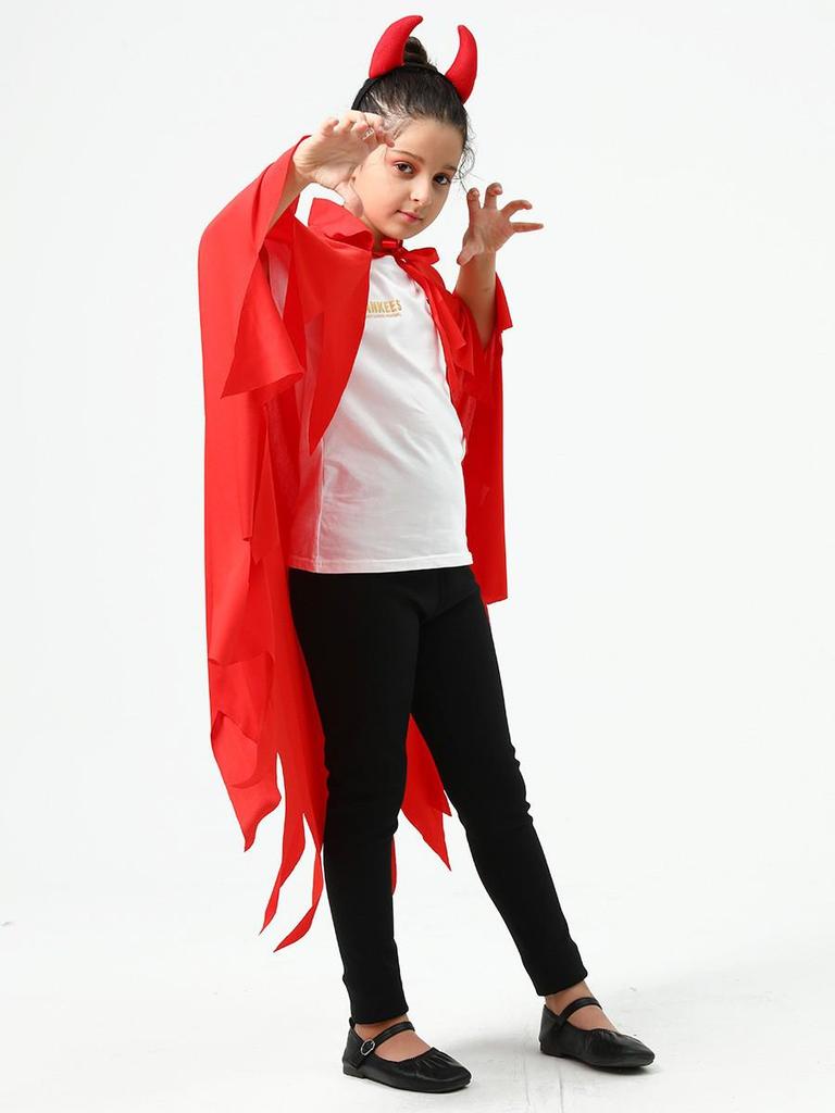 Red Devil Horn Halloween Cosplay Cloak - Unisex Cape In Stock