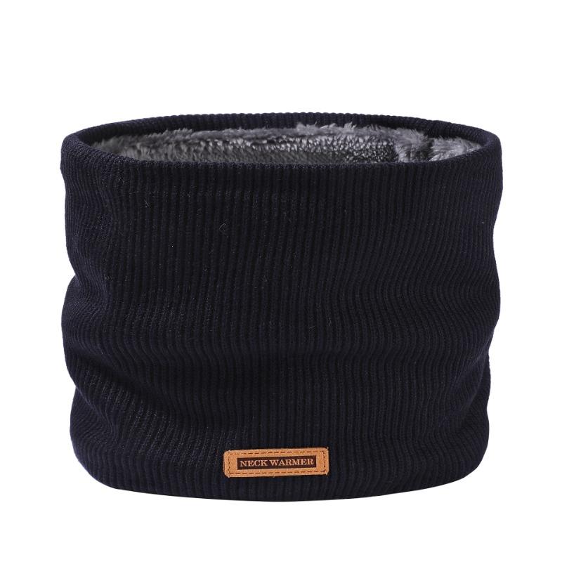 Winter Men's Knitted Scarf Warm Scarf Outdoor Cold Riding Velvet Women's Thickened Neck Cover Solid Color Versatile