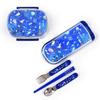 COLORFUL CANDY STYLE Children's Lunch Box with Cutlery, Chopsticks, Spoon, and Fork (Trio Set) - 2-Piece Lunch Set Featuring Future Planetary