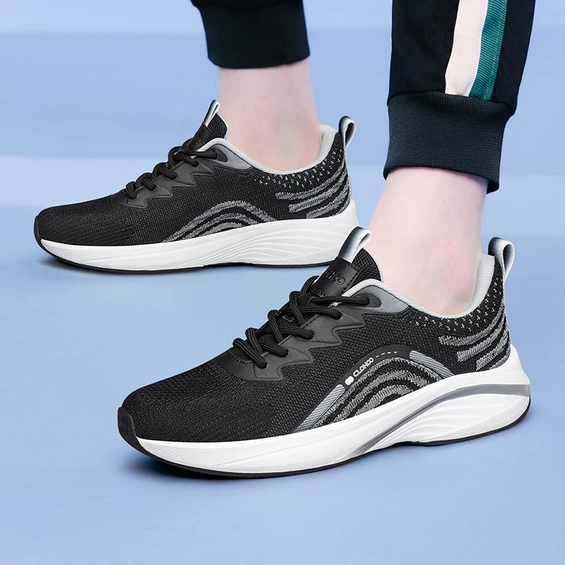 CLOHOO Men's Trendy Knitted Breathable Lightweight Comfy Sneakers For Running Jogging Wear-resistant Non-Slip Casual Sport Shoes