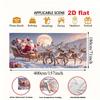 2D Winter Night Santa Sleigh Garage Door Cover, Reindeer & Moon Christmas Decor