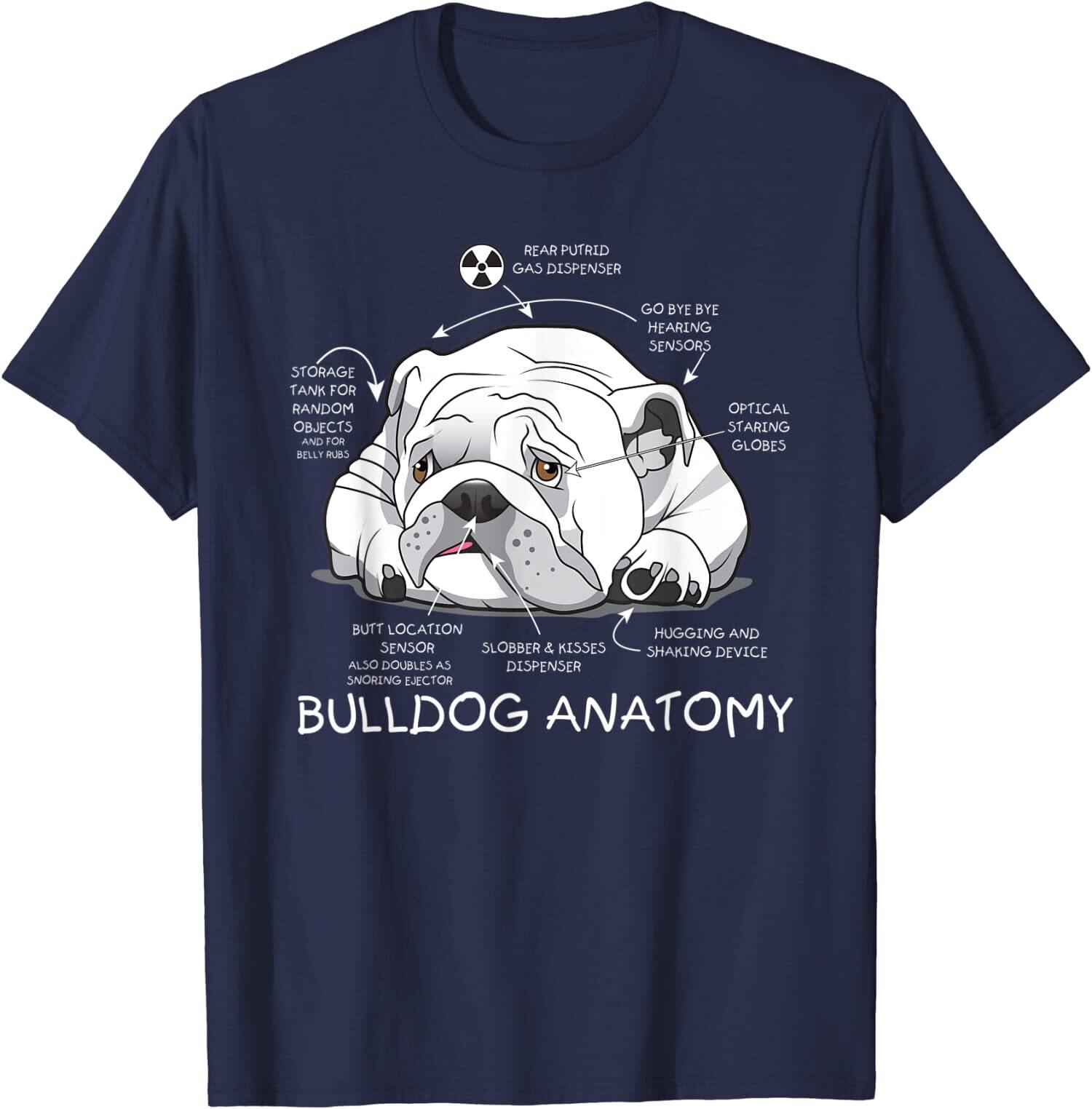 Funny Cute English Bulldog Anatomy Dog Biology T-Shirt S разноцветный