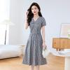 Ke Bei Er Elegant Plaid Bow-Tie Midi Dress