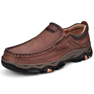 Outdoor Mens Hiking Shoes Soft Classic Large Size 39-50 Comfort Non-slip Walking Shoes Genuine Leather Casual Loafers