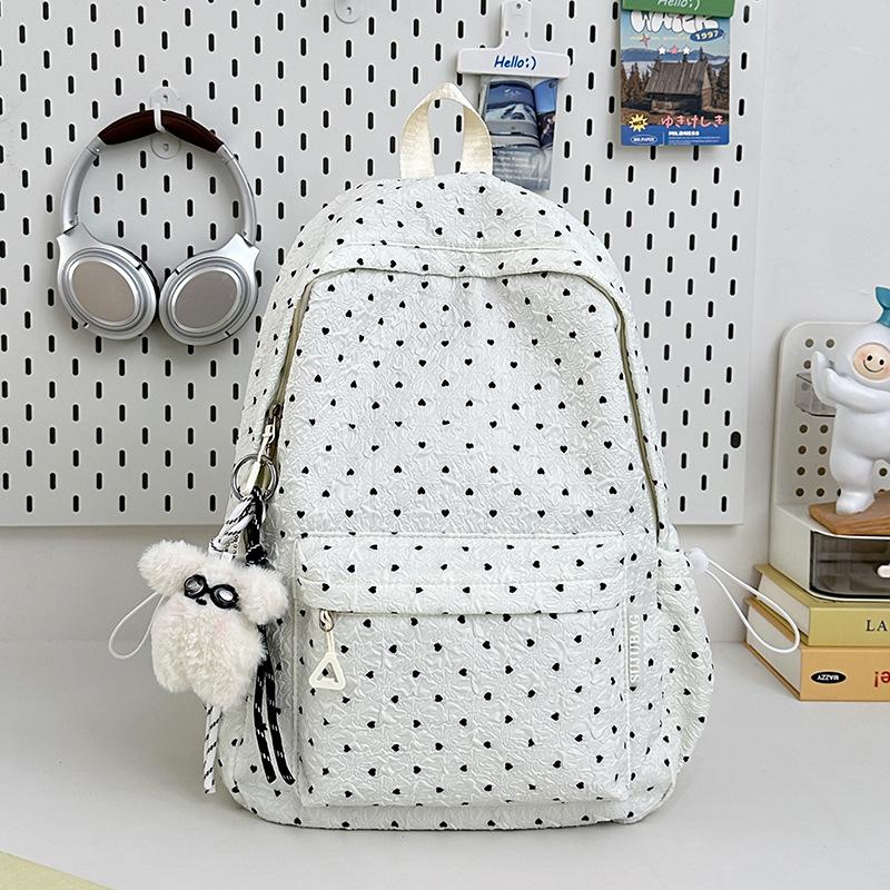 New Polka Dot Bubble Fabric Backpack, Simple, Lightweight and Large-capacity Backpack, Female Middle School and College Student School Bag