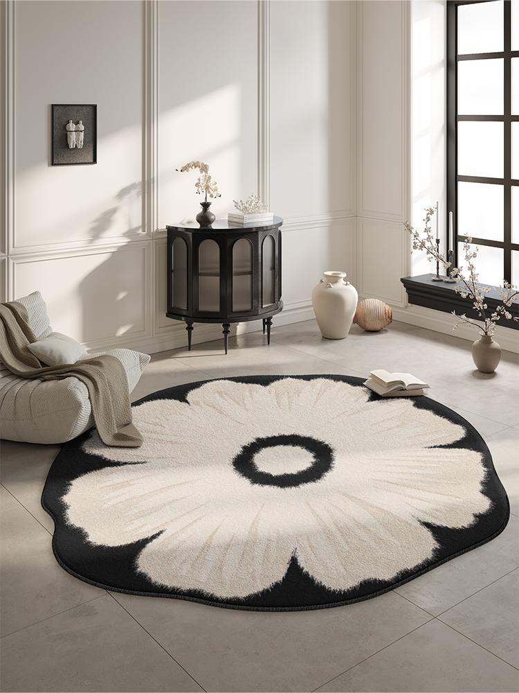 French Retro Carpets for Living Room Irregular Flower Shape Cloakroom Rug Luxury Bedroom Decor Carpet Home Washable Non-slip Mat