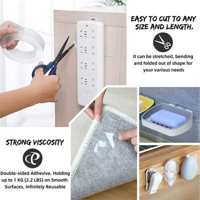 LJL 5PCS 5M Nano Tape Super Strong Double-Sided Adhesive Tape Transparent Reusable Waterproof Tapes Heat Resistance