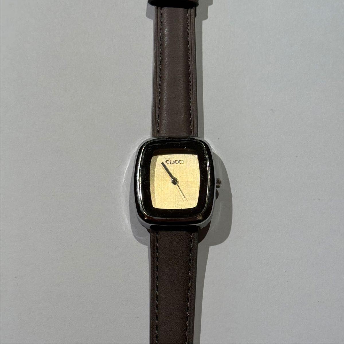 Used GUCCI Gucci quartz watch square gold dial brown