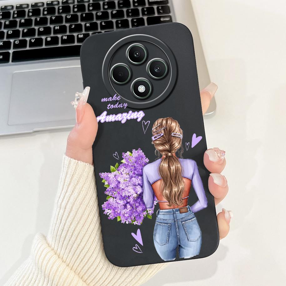 For OPPO Reno 12F 5G Case 2024 Fashion Pretty Girls Soft Liquid Silicone Shockproof Cover For OPPO Reno12 F 4G Reno 12 FS Bumper