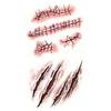 Puntos 2Pcs Temporary Tattoo Sticker Halloween Terror Realistic Fake Blood Injury Scar