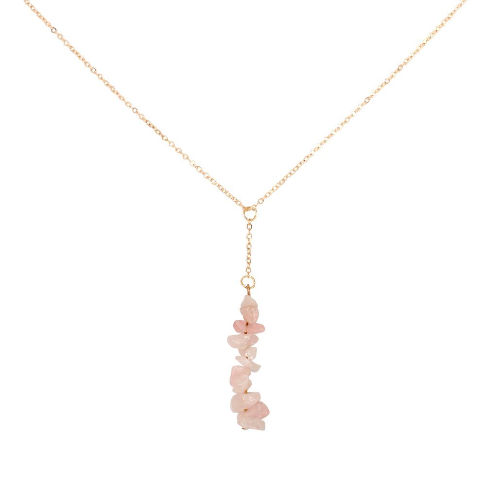 Creative Colorful Raw Crystal Pendant Necklace, Ins Trendy Clavicle Choker