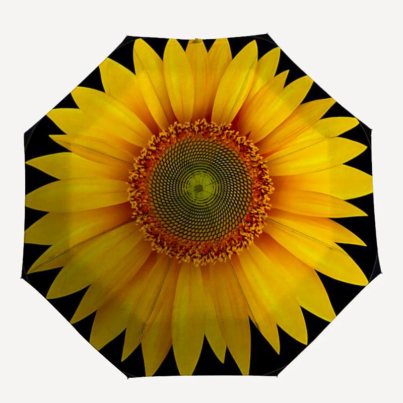 

1pc Sunflower Bloom Automatic Open/Close Umbrella Compact Folding Umbrella, All-Season Portable Umbrella for Women/Men F1124268