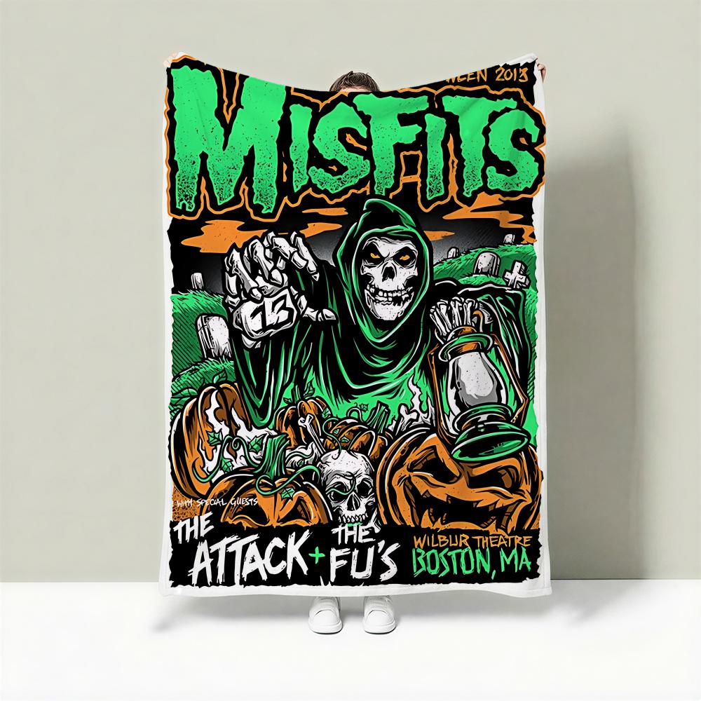 Band M-Misfits Throw Lightweight 240g Flannel Blanket Soft Skin-friendly for Summer Cooling 75cmx90cm