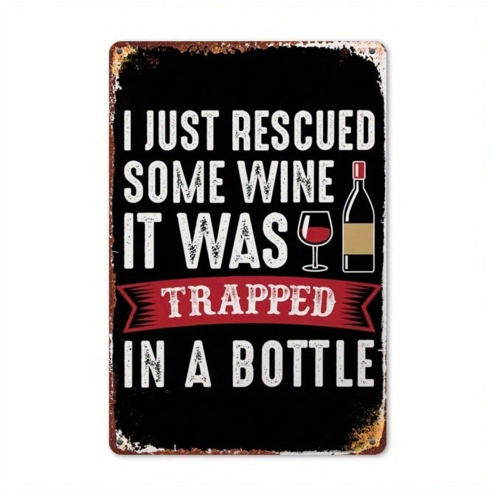 

Vintage Wine Rescue Metal Sign Retro Bar Decor 20x30cm білий