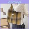Stylish And Spacious Fall Winter College Style Plaid Tote Bag For Students Large Capacity