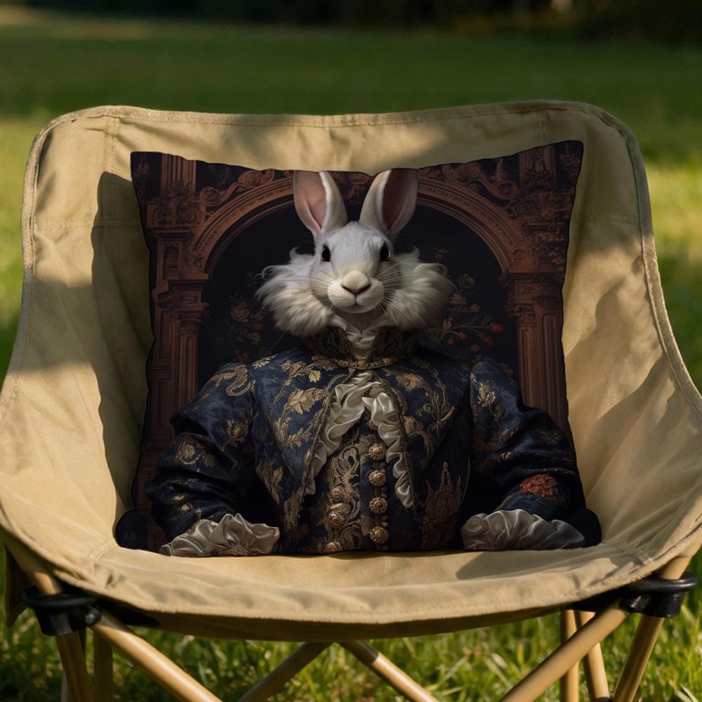 Retro Rabbit Portrait Cushion Cover Soft Reversible Durable Pillow Cover MultiScene Use for Home Car Daily Comfort