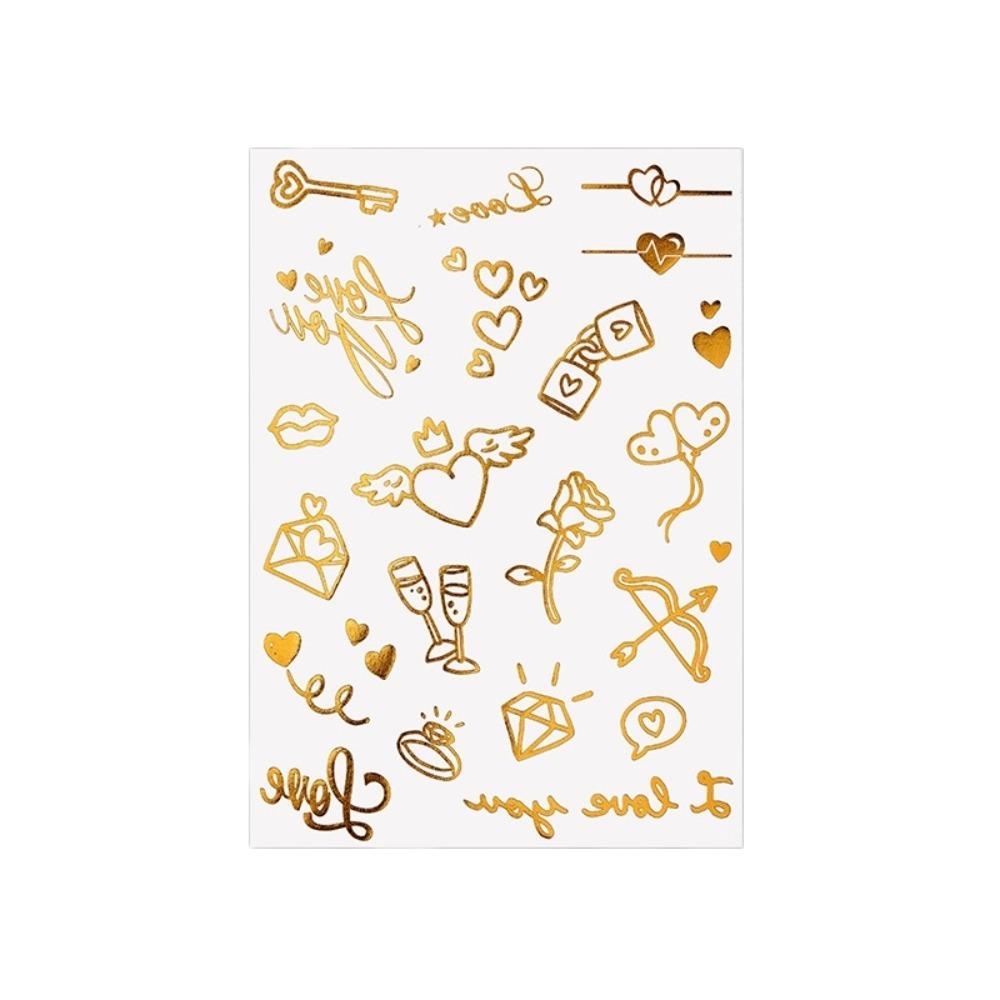 

Water Transfer Gold Stamping Tattoo Stickers Instant Body Art Sticker Valentine s Day Style 9