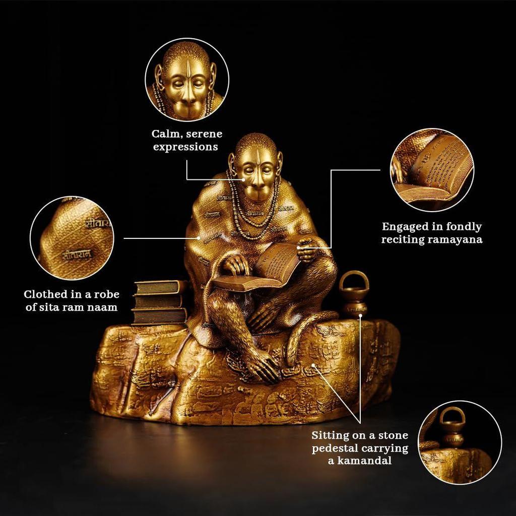 Hanuman Ji Murti Ramayani Hanuman Lord Balaji Murti Bajrangbali Idol Sankat Mochan Bhagwan Idol for Car Dashboard and Home Decor