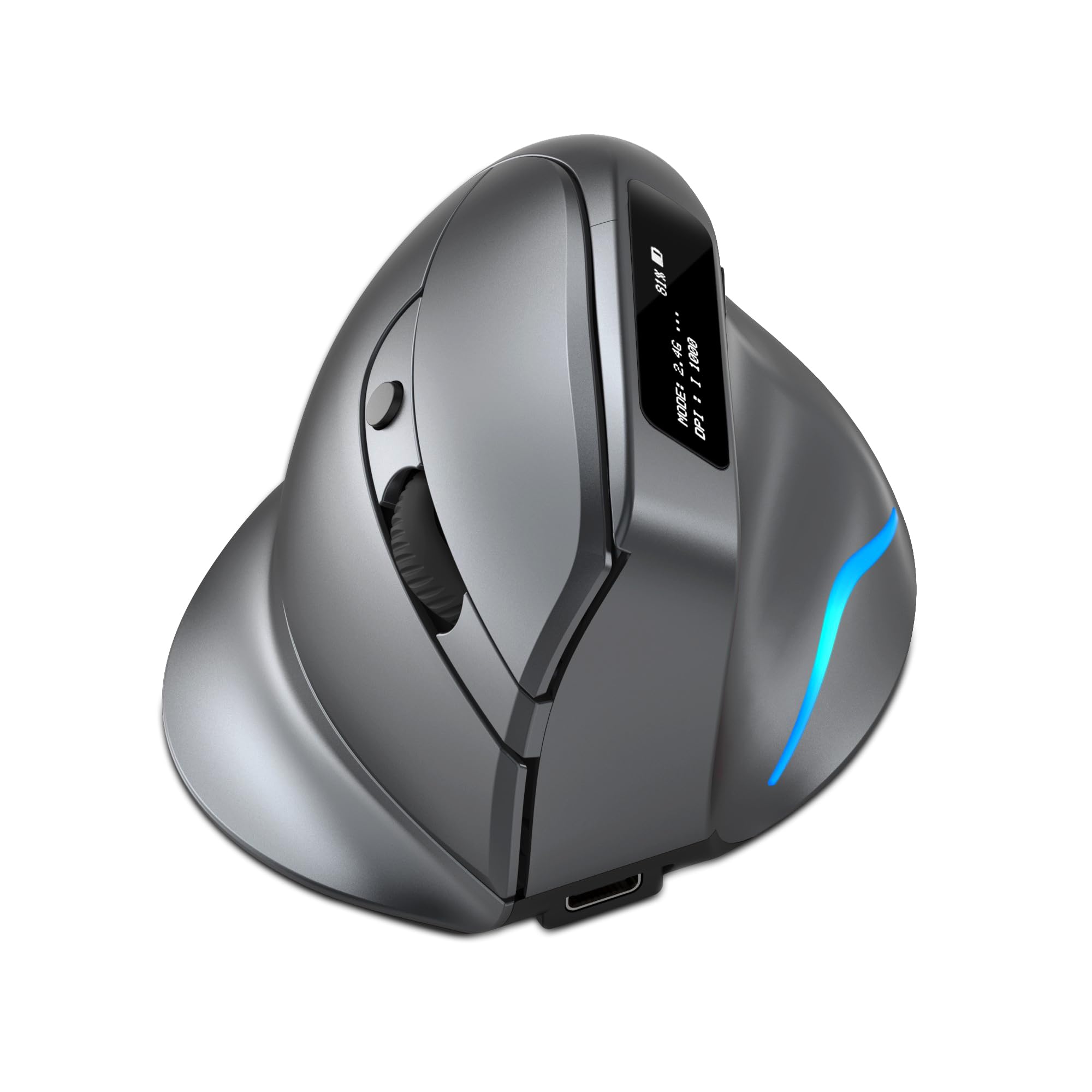 

Lefon Wireless Ergonomic Tendonitis DPI 4 OLED Battery Level USB 8 Optical Compatible with Windows and MacOS Mouse, Vertical, Design, Prevention,