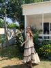 French sweet wear lace splicing cake dress summer niche thin long floral suspender dress