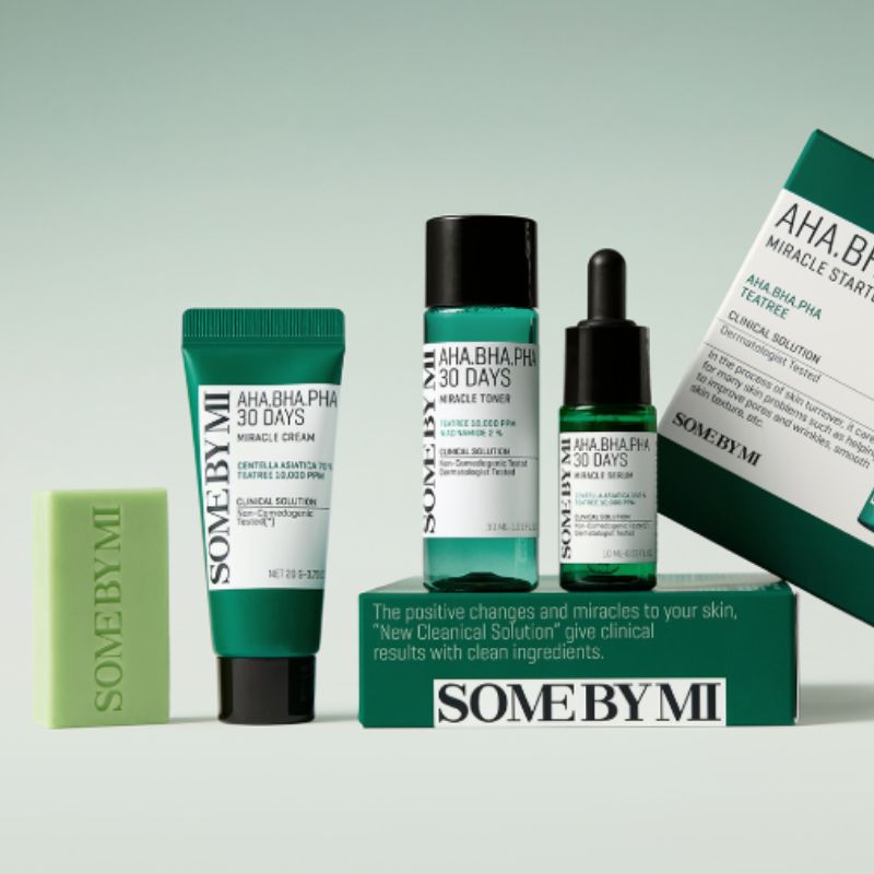 SOME BY MI AHA BHA PHA 30 Days Miracle Starter Kit 4 Types – Cleansing Bar, Toner, Serum, Cream