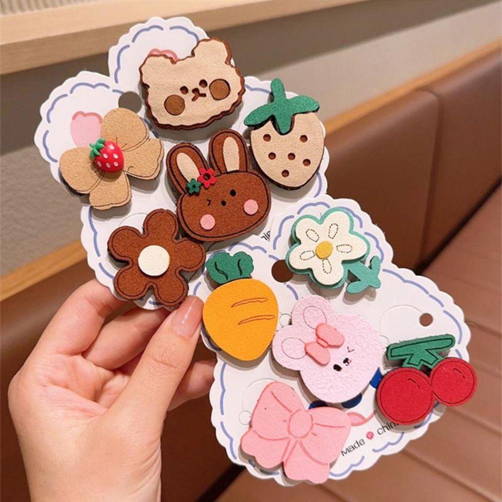 5Pcs/Set Cute Cartoon Hair Clip Not Hurt Hair Reusable Headwear Bangs Clips Gifts