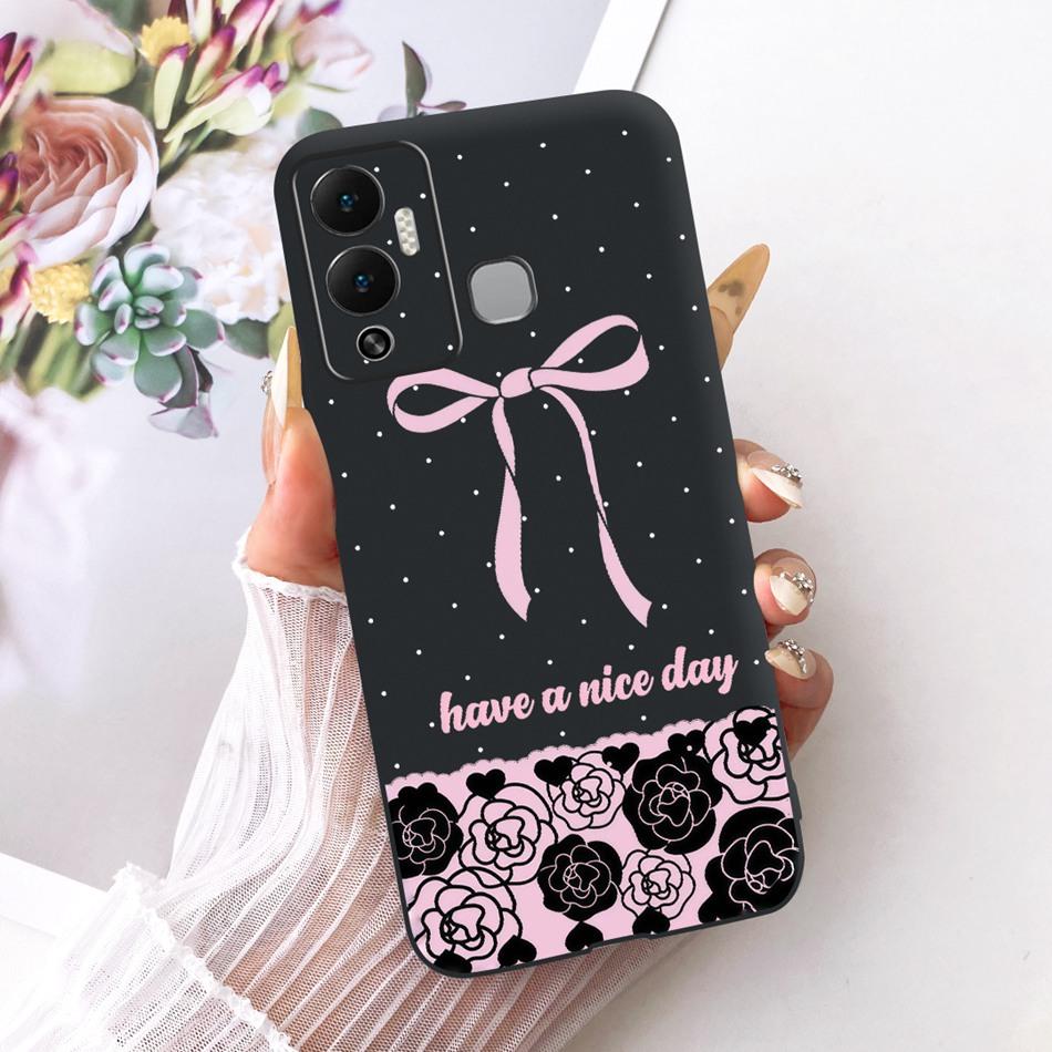 For Infinix Hot 12 Play 12i Cute Flower Butterfly Cat Painted Case For Infinix Hot12i 12Play Black Silicone Soft Phone Cases