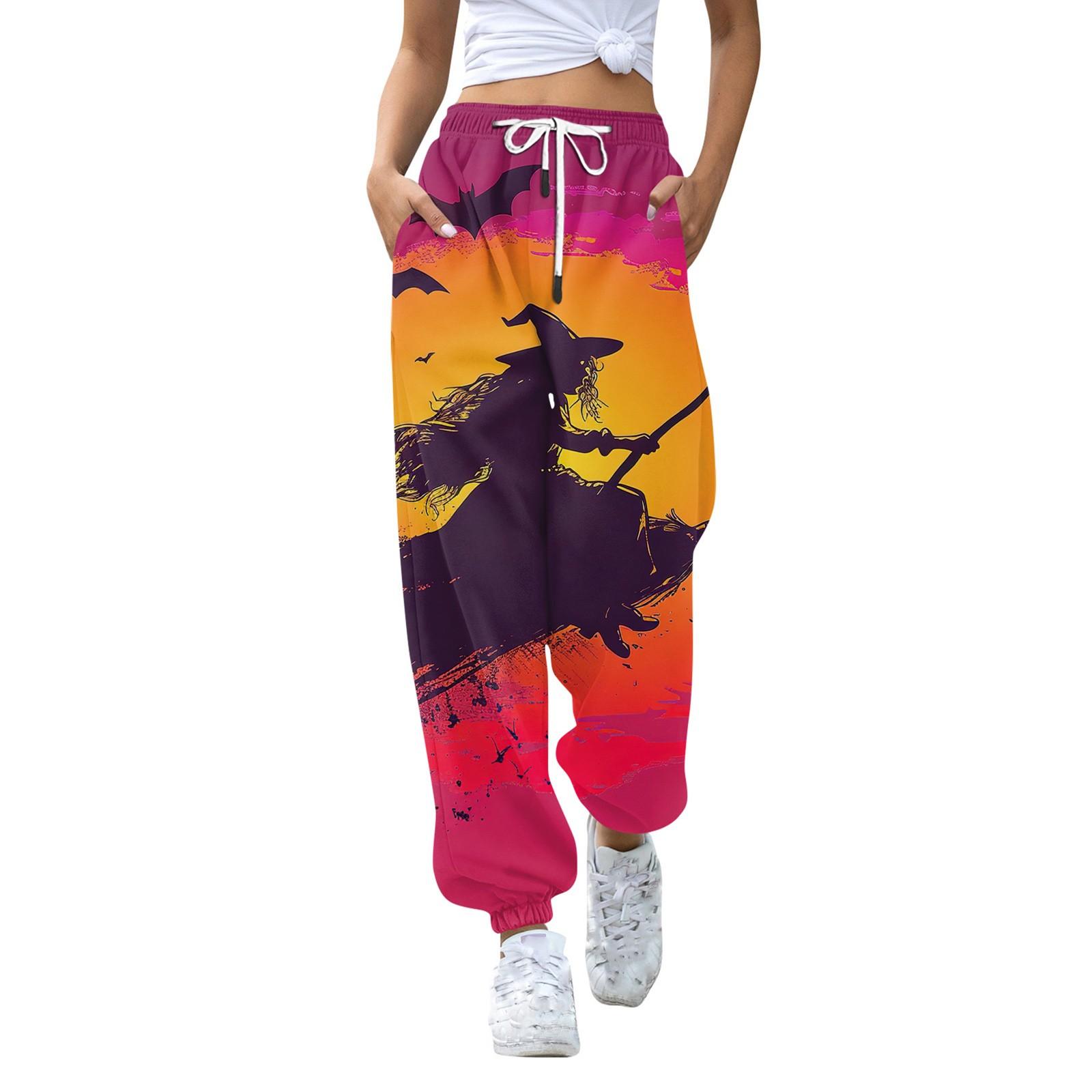 Женские модные спортивные повседневные спортивные штаны с карманами и шнурком с принтом — фото 6