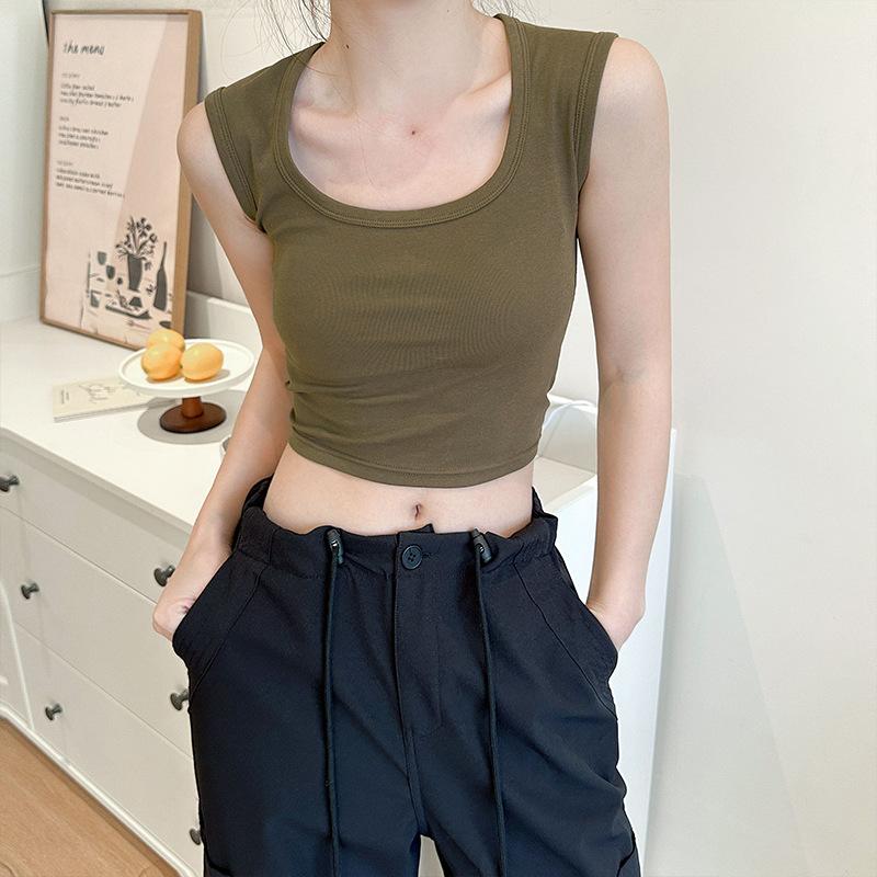 Gray Suspender Vest for Women with New Style Bottoming for Outer Wear and Cover for I-shaped Wide Shoulder Strap Top