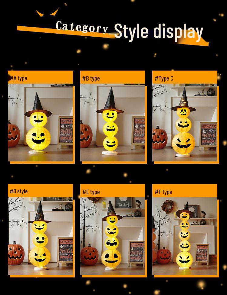 Light-Up Halloween Pumpkin Lantern Ornaments for Bar and Storefront Decor