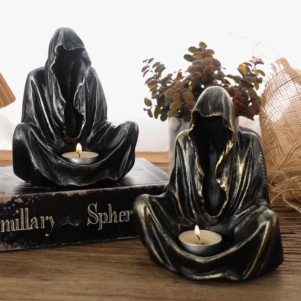 Cross-legged Pose Sitting Ghost Candle Holder Resin Candle Stand Wizard Candlestick Party